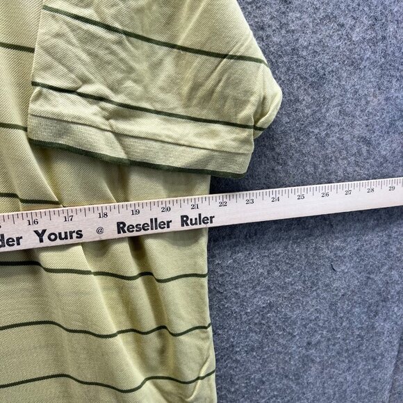 Hugo Boss Polo Shirt Mens XL Yellow Stripes Preppy Mesh Golf Baumwolle Casual - Picture 3 of 11